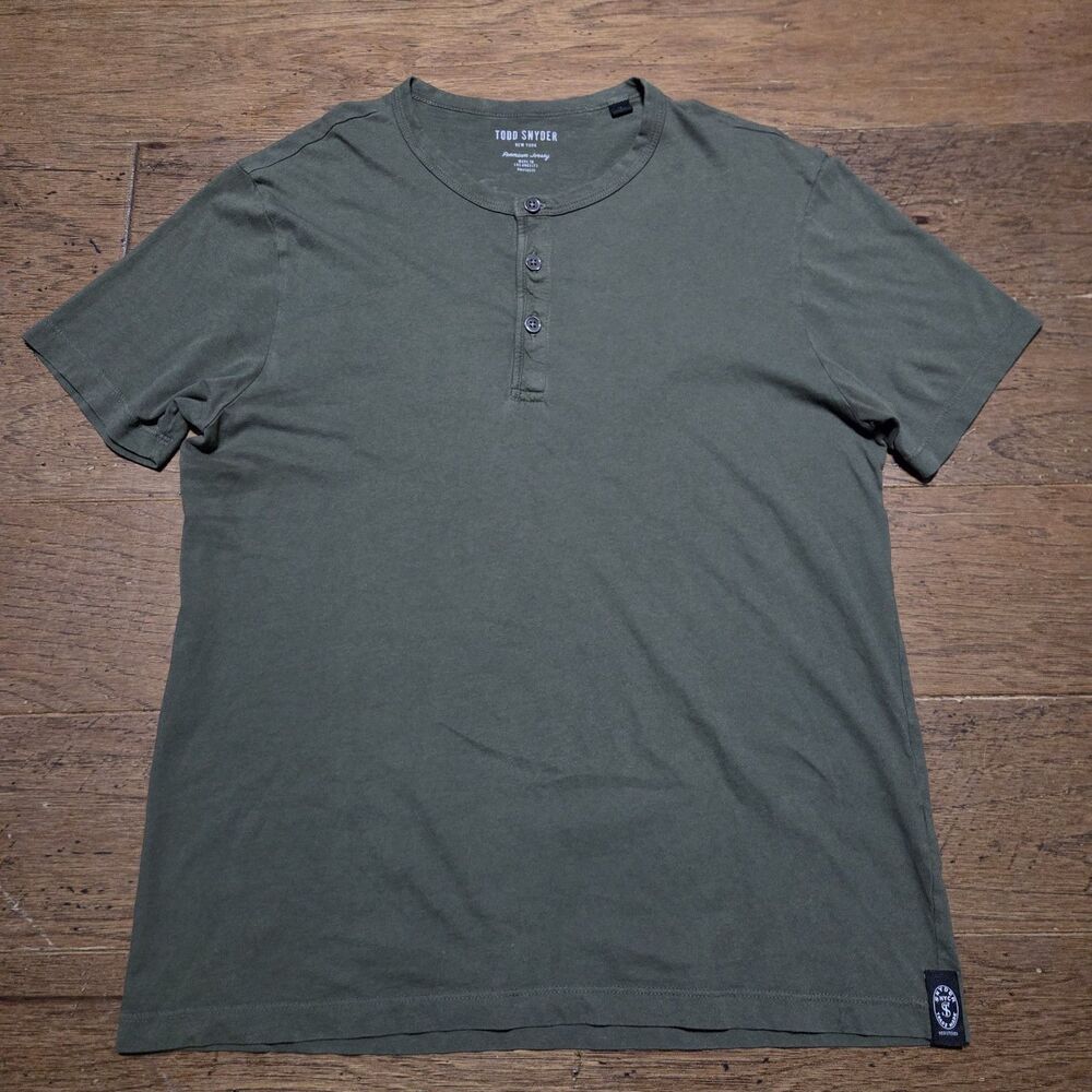Todd Snyder Shirt Mens Medium Henley Jersey Short Sleeve Minimalist Made In USA